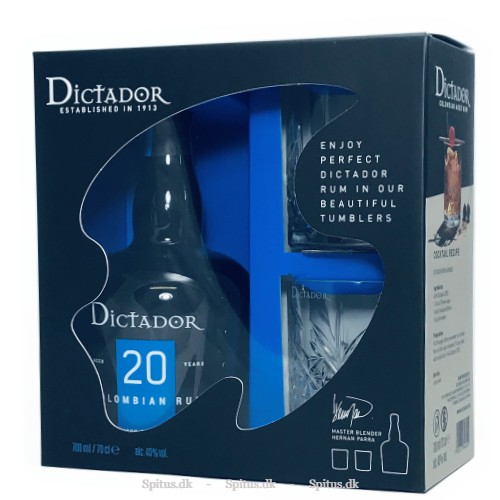 Dictador 20 års i gaveæske med 2 glas
