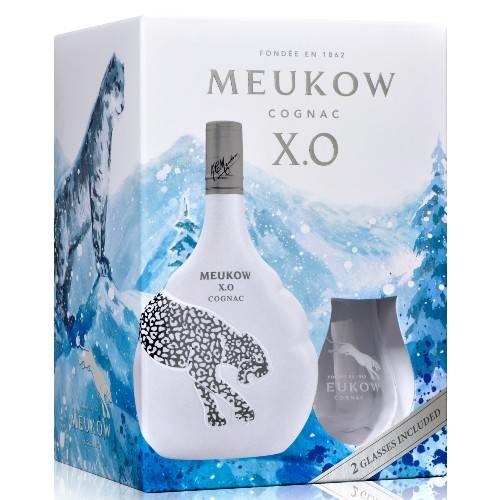 Meukow X.O Ice Panther i gaveæske med 2 glas