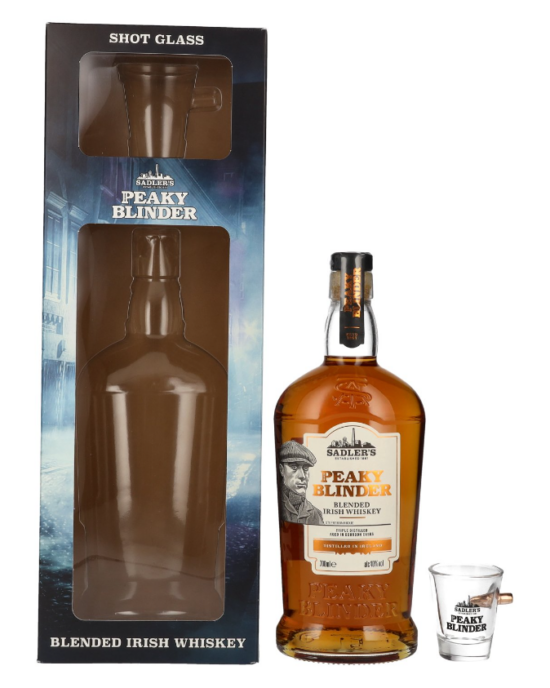 Peaky Blinder Irish Whiskey + shotglas