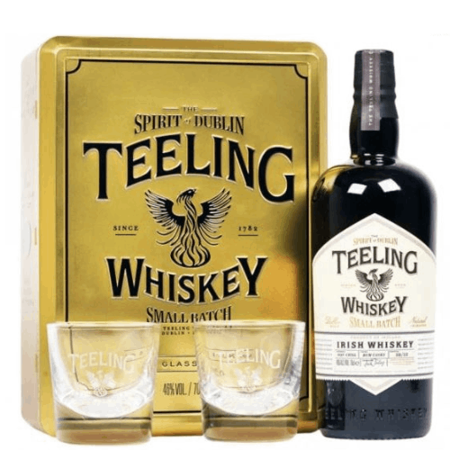 Teeling Small Batch i metal gaveæske med 2 glas