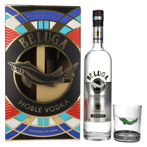 Beluga Noble Vodka EXPORT Montenegro i gaveæske med glas