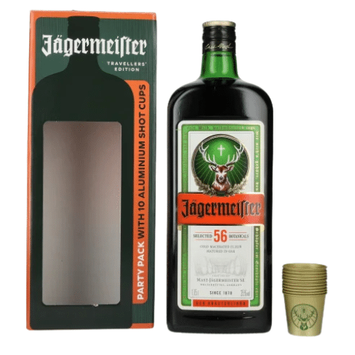 Jagermeister 1,75 liter m/10 metal shot cups