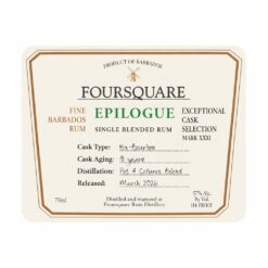 Alternative view of Foursquare 19 Years Old EPILOGUE Exceptional Cask Selection Mark XXXI Rom